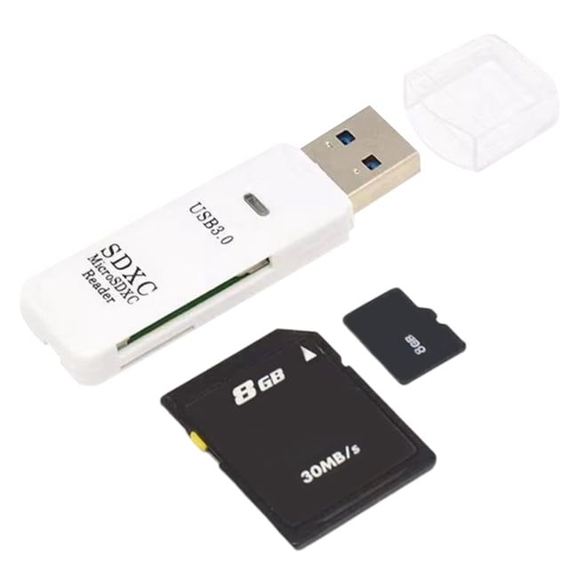 Lector Tarjetas USB 3.0 2 en 1 Lector Tarjetas Memoria USB A SD TF para PC Portátil (blanco)