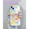 thumbnail image 3 of czcpp-Compatible with iPhone 15 Case Sparkle Glitter Retro Oil Painting Printed Flower Design Slim Shockproof Protective TPU Soft Silicone Cover Phone Case Blue Pink, 3 of 4