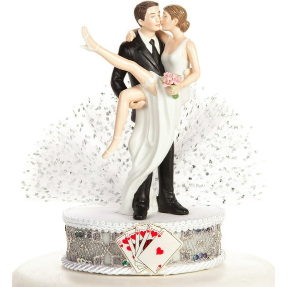 Funny Sexy Over the Threshold Las Vegas Wedding Cake Topper