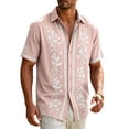 thumbnail image 4 of Havenx Dress Shirt for Men Short Sleeve Floral Print Shirt Button Down Collared Tops Beach Summer Wedding Vacation Vintage Wear,Pink 4XL, 4 of 4