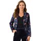 thumbnail image 1 of Blazer floral de trabajo frontal abierto de satén con solapa informal de oficina para mujer Azul oscuro M, 1 of 6