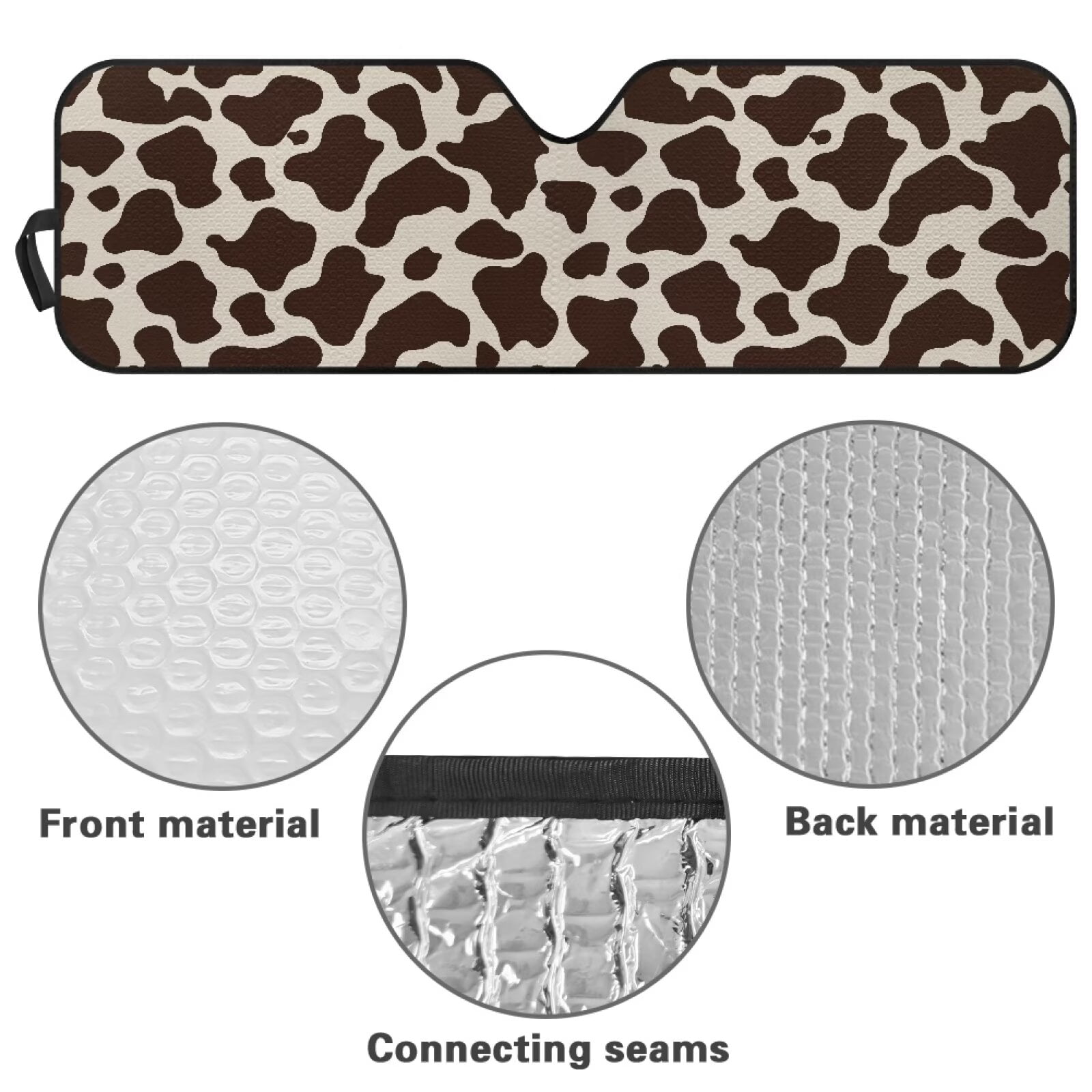 HUIACONG Brown Cow Print Sun Shade Windshield for Jeep Wrangler JK JKU JL JLU1997-2024,Window Sun Visor for UV Rays & Heat Protection,主题+ Windshield Sunshade