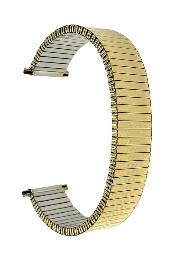 Gold Tone Womens 12mm Stainless Steel Stretch Metal Replacement Expansion Watch Band, Ladies Metal Stretch Strap - Compatible with Traditional and Smart Watches