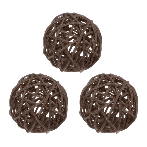 Uxcell 3-Pack Bolas Decorativas de Ratán de 80mm/3.1 Pulgadas para Navidad Bodas Acción de Gracias Marrón