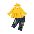 thumbnail image 1 of ITFABS Ensemble pour Enfants, Manches Longues Col Rond Manches Évasées Jeans Longs Découpés, 1 of 8
