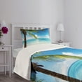 thumbnail image 5 of Ambesonne Ocean Quilted Bedspread Set 2 Pcs, Exotic Beach Shoreline, Twin Size, Green Blue White, 5 of 6