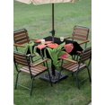 thumbnail image 4 of Outdoor Tablecloth with Umbrella Hole for Patio/Picnic/Party/Camping, Pink Tulip Waterproof Table Cloth Square Cover Washable, Spring Floral Summer Botanical Black (60"x 60"), 4 of 9