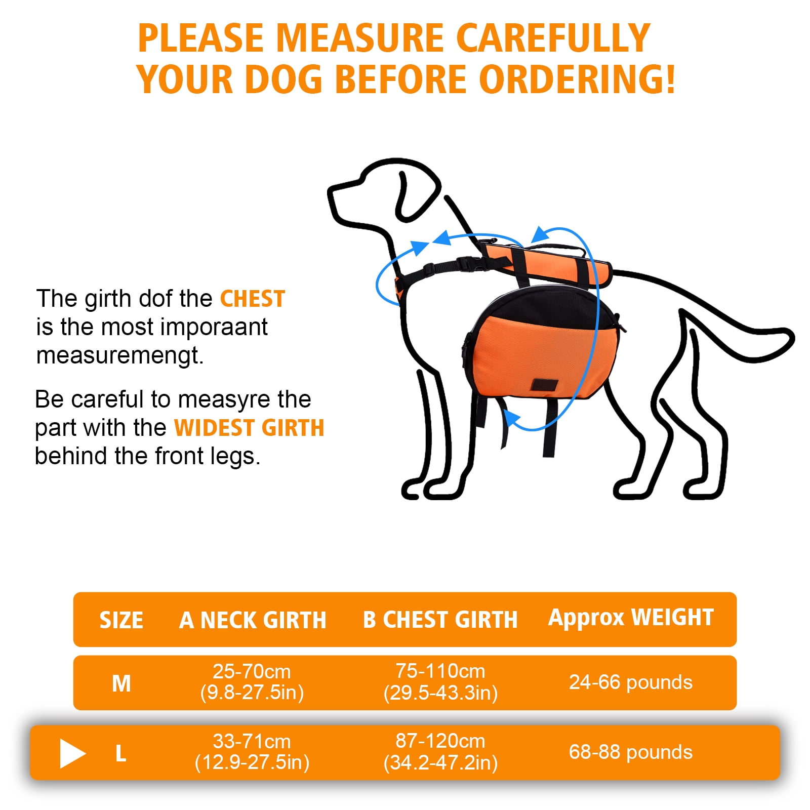 Ownpets Large Size Dog Backpack for Dogs with Adjustable Strap Waterproof and Lightweight Dog Saddle Bag, Dog Pack Hound for Camping Traveling and Hiking