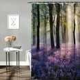 thumbnail image 2 of COMIO Sunshine in Forests with Purple Lavender Flower Shower Curtain for Bathroom Decoration White, 2 of 6