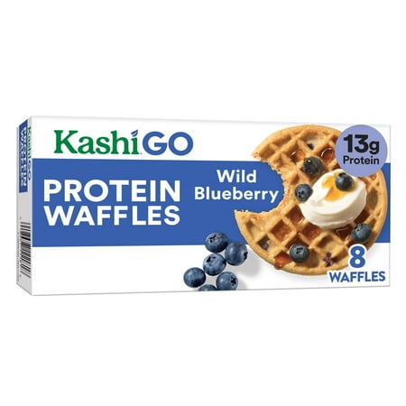 Kashi GO Frozen Protein Waffles, Wild Blueberry, 10.7 oz, Frozen