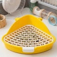 thumbnail image 4 of Voglyf Large Rabbit Litter Box Small Animal Cage Toilet, Pet Potty Bunny Corner Litter Box Trainer Bigger Pan Fan Shape Litter Boxes for Adult Ferret Guinea Pigs Chinchilla Galesaur (Yellow), 4 of 6