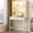 White, variant on VKCC Small Desk with LED Reading Light, Compact Writing Desk with Charging Station, Computer Desk with Glass Doors Hutch for Study Room Small Place Office, White