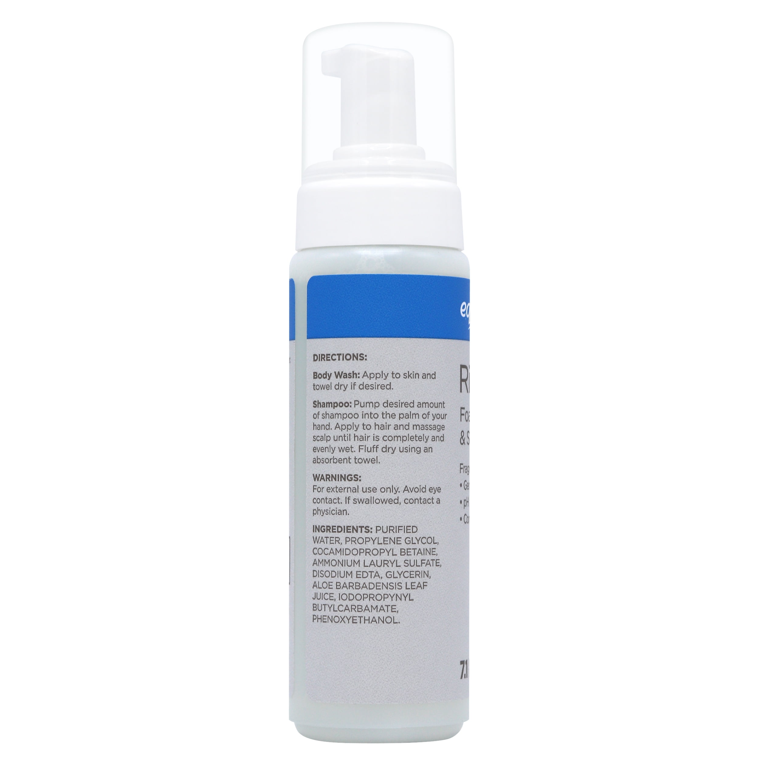 Equate Rinse-Free Foaming Body Wash & Shampoo, No Rinse Formula, 7.1 fl oz