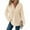 Beige #054, variant on Mohiass Hoodies for Women Trendy Waffle Knit Button Oversized Sweatshirt Hooded Loose Fit V Neck Long Sleeve Fall Clothes Beige M