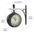 thumbnail image 2 of Antique Double Sided Wall Mount Metal Frame Station Clock Garden Vintage Retro Home Decor, 2 of 12