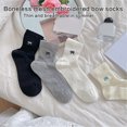 thumbnail image 6 of Women Japanese Girl Solid Color Cotton Ankle Socks Sweet Bowknot Embroidery Hollow Out Breathable Short Tube Socks, 6 of 9