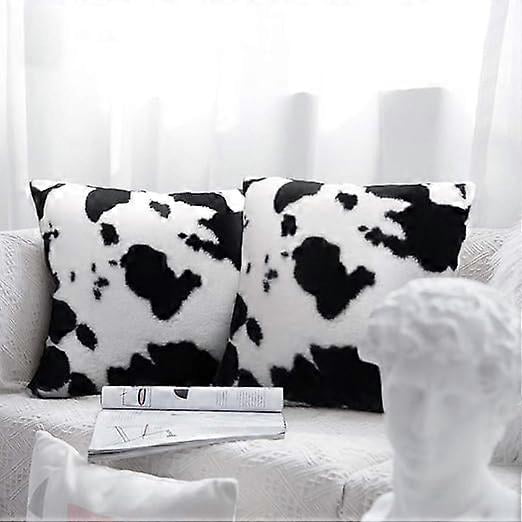 Funda de almohada con estampado de vaca, funda de cojín para sofá, fundas de almohada cuadradas decorativas para sofá, 2 piezas