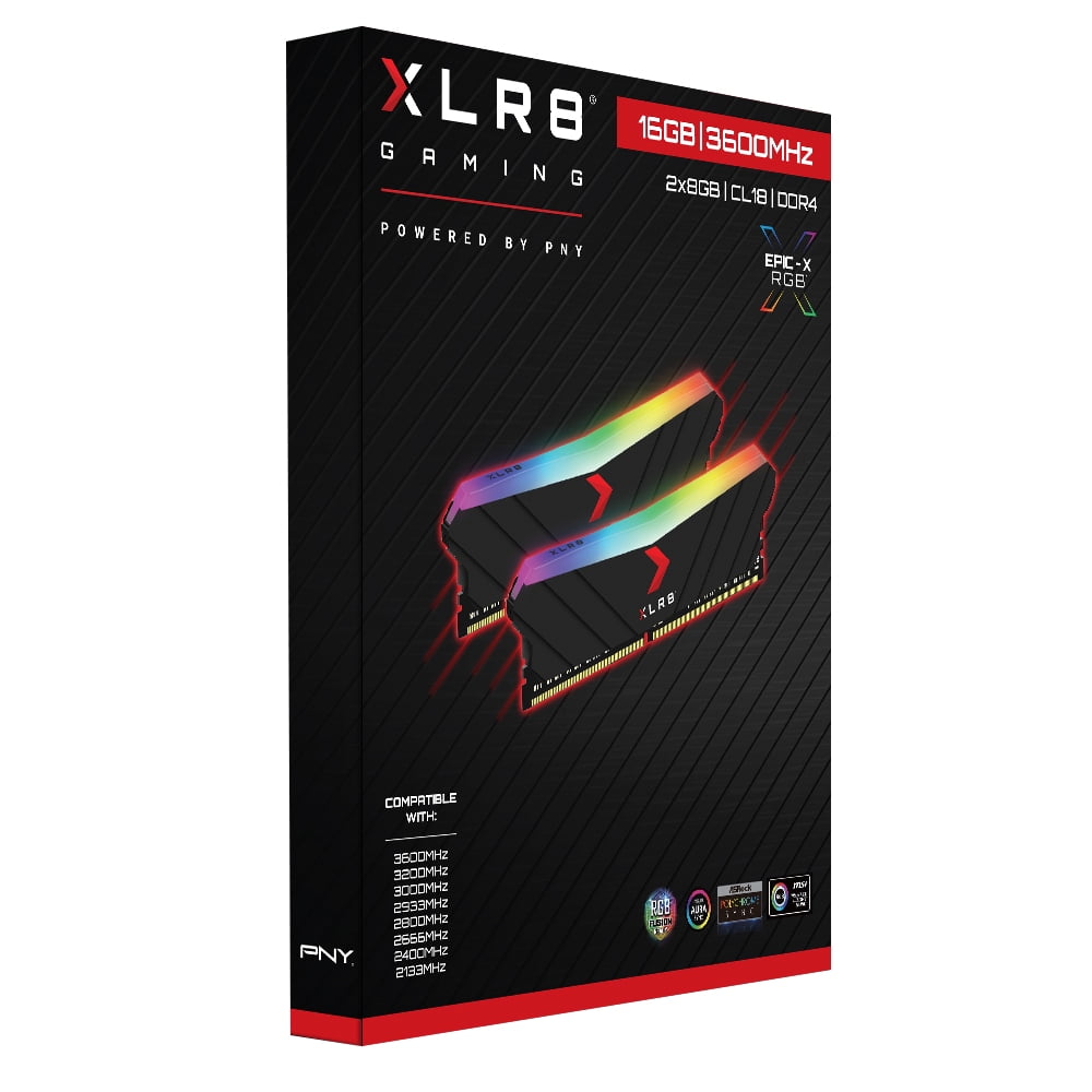 PNY XLR8 Gaming 16GB (2x 8GB) EPIC-X RGBTM DDR4 3600MHz CL18 1.35V (XMP Compatible) Desktop Memory Kit