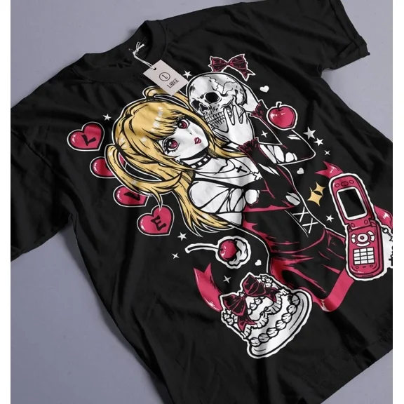 Death Note Misa Amane T- Shirt Manga Anime Black T- Shirt Size S to 5XL