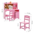 thumbnail image 2 of Kids Study Desk and Chair Set - Wooden Student Writing Desk with Hutch & Storage Cabinet, Kids Computer Workstation for Bedroom & Study Room, Pink, 2 of 5