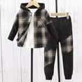 thumbnail image 2 of Gerichy Toddler Boys Clothes Hoodie Jacket Sweatpants 2Pcs Set Size 3T-7T Plaid Pattern Loose Fit Casual Playwear Fall Winter Outfits,Brown, 2 of 7
