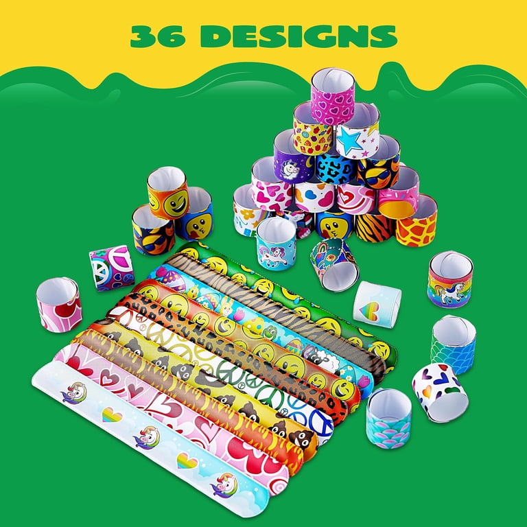 Joyfy Slap Bracelets Party Favors, 144 Pcs, 36 Designs photo 2
