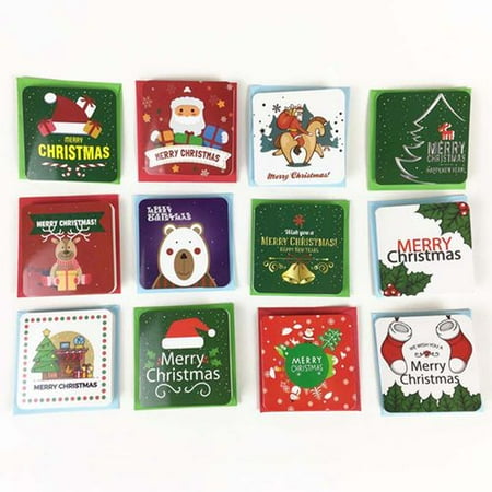 Kids Christmas Greeting Cards AkoaDa 24pcs Creative Merry Christmas Small Greeting Cards Kids Mini Christmas Greeting Cards New Year Postcard Gift Card ()