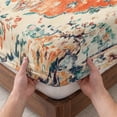 thumbnail image 3 of Twin Sze Fitted Sheet Set - Orange Beige Boho 2 Piece Bedding Sets 16" Deep Pocket Fitted Sheet with 1 Pillowcase, Vintage Ethnic Abstract Art Floral Brushed Microfiber Hotel Luxury Bed Sheets, 3 of 9