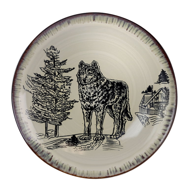 Elama Majestic Wolf 16-Piece Stoneware Dinnerware Set photo 5
