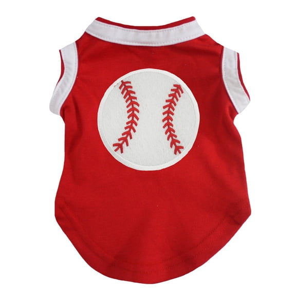 Petitebelle Baseball Puppy Dog Shirt (Red, Small)
