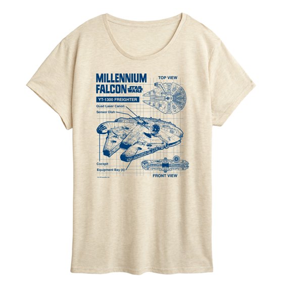 Star Wars - Millennium Falcon Schematic - Women's Short Sleeve Classic Fit Tee