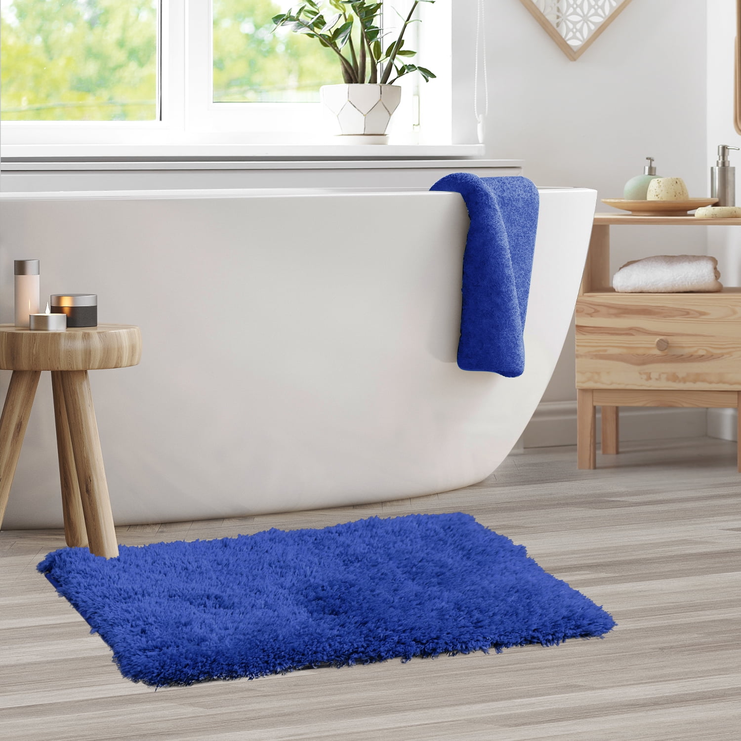Cotton Paradise Bath Rug for Bathroom, 20x34 inch 100% Cotton Non Slip Bath  Mat Rug, Soft Absorbent Machine Washable, Aqua Blue Bath Rug