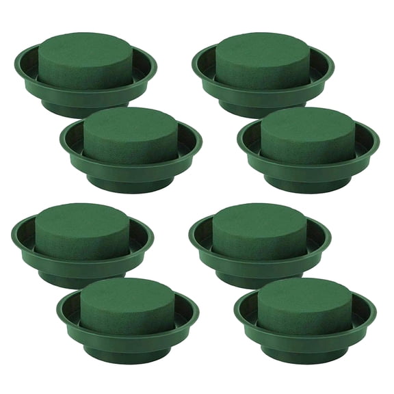 OUNONA 8Pcs Round Wet Floral Foam Blocks with Bowls for DIY Flower Arrangement Kit