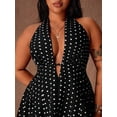 thumbnail image 6 of Plus Size Women's Polka Dot Halter Tie Sexy A-Line Mini Dress, 6 of 8