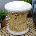thumbnail image 4 of Natural Geo Moray Accent Stool - Faux Leather White, 4 of 5