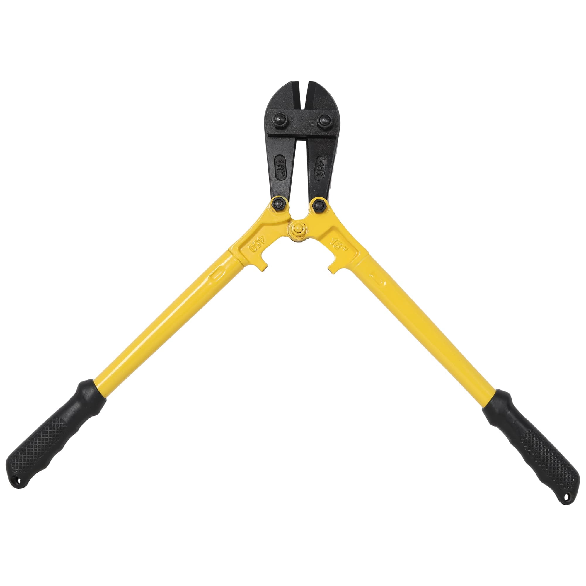 18" Heavy Duty Bolt Cutter, Medium Bolt Cutters for Chain Fence Wire Screws Rivets Padlocks, Steel Wire Cutter with Ergonomic Grip, Yellow