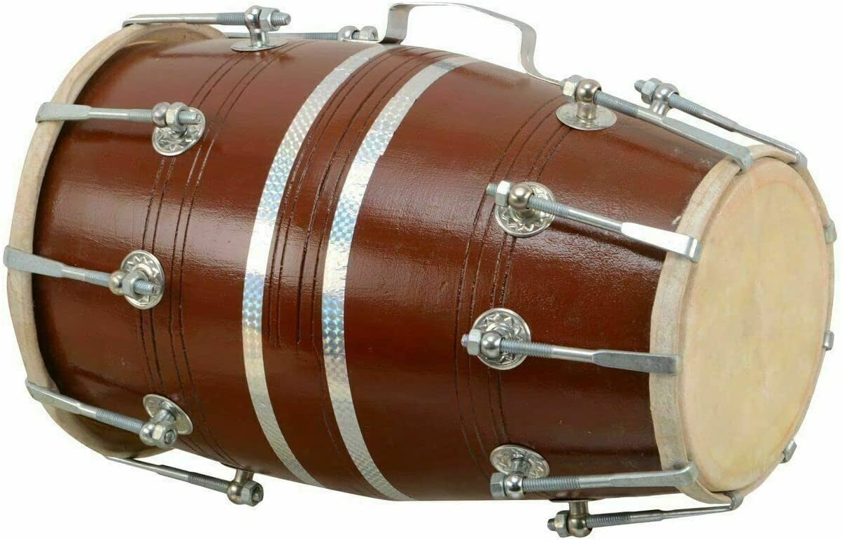 Naad Folk Musical Instrument Traditional Dholak Nut & Bolt Tuned Dholki With Cover