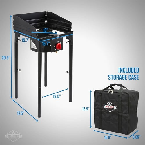 Hike Crew Propane Cast Iron 1-Burner Camping Stove 75,000 BTU Portable Outdoor Cooking