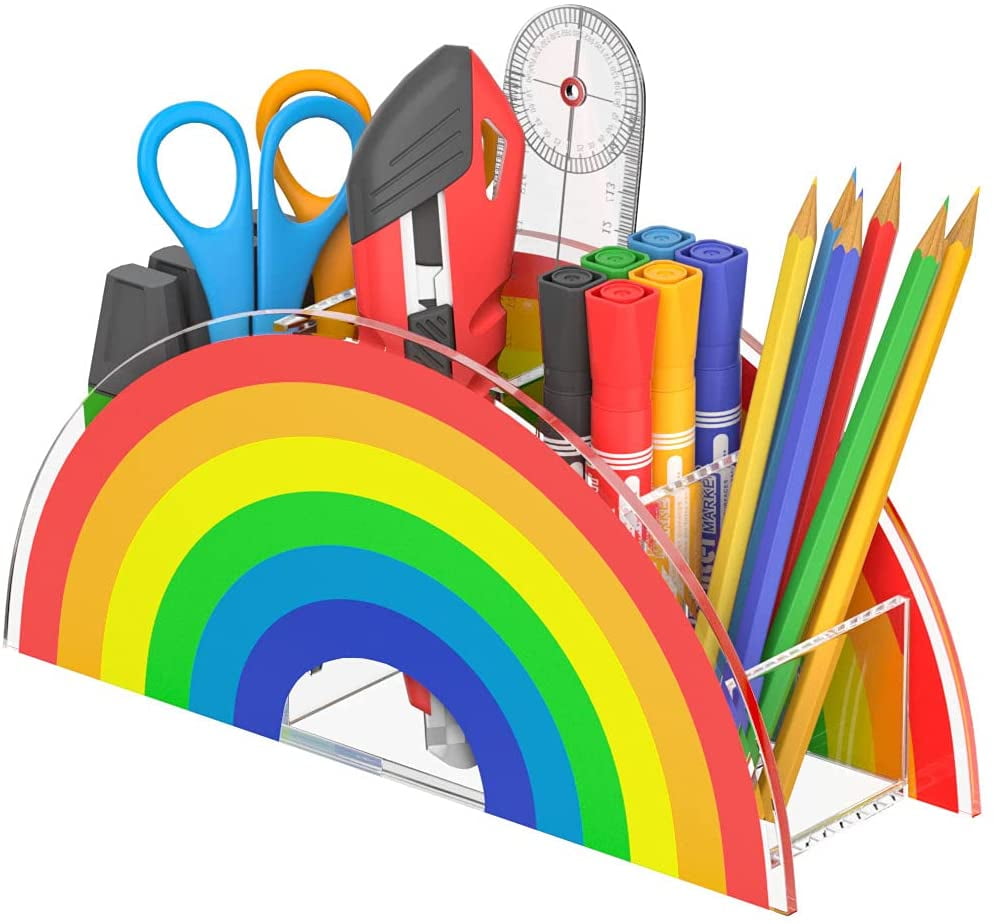 Rainbow Acrylic Pen Holder Pencils Cup – MultiBey - For Your Fashion Office