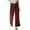 Wine, variant on Plus Size Wide Leg Pants Fashion Women Summer Casual Solid Trousers Bandage Split Long Pants Plaid Pants Female Long Pant Style H1197 Wine M