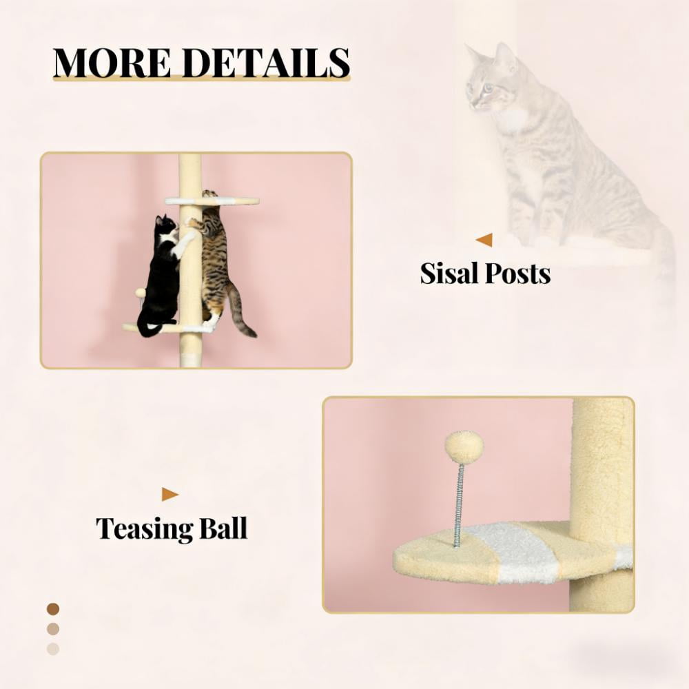 Cat Tree,4-Tier Floor to Ceiling Cat Tree