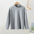 thumbnail image 3 of Toddler Turtleneck Shirt Long Sleeve Plaid Prints Sweatshirts for Girls Casual Comfortable Blouse Spring Autumn Clothes Z04-Grey 10-11 Years, 3 of 3