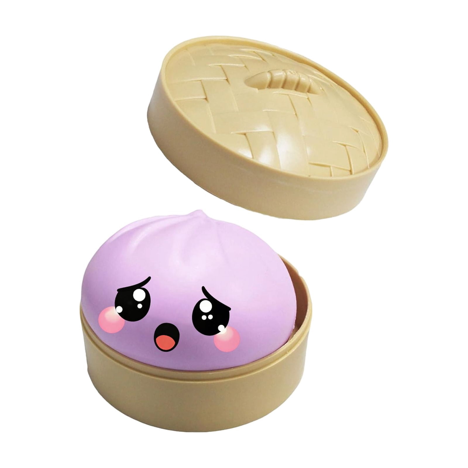 Glitter Colorful Dumpling Squishy, Cute Squishy Dumpling Large with Steamer, Squishy Dumpling Doll with Cute Expressions, Silicone Bun Sensory Fidget Dolls, Hand Pinching Decompression Dolls