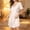 Beige, variant on ClodeEU Women's Ice Silk V Neck Short Sleeve Dress,Casual Summer Dress for Home Beige,Women's Plus L
