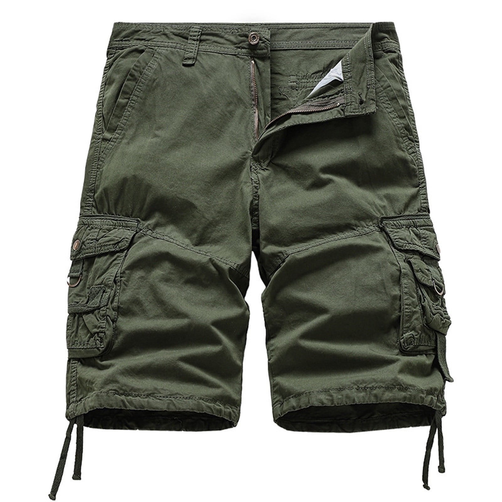Zmoon Men's Capri Loose Multi-Pocket Work Shorts Solid Color