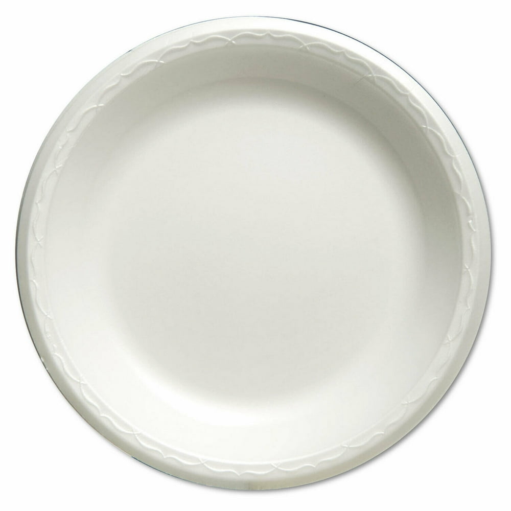 Foam Dinnerware, Plate, 10 1/4" dia, White, 125/Pack, 4 Packs/Carton