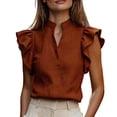 thumbnail image 2 of Harpily Womens Tops Casual V Neck Sleeveless Ruffle Soft Breathable Relaxed Silhouette Daily Vacation Work Blouse Tops, 2 of 4
