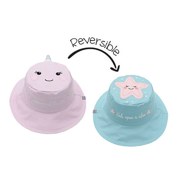 FlapjackKids' Baby/Kids Reversible Sun Hat - Narwhal | Starfish (6m - 6y )