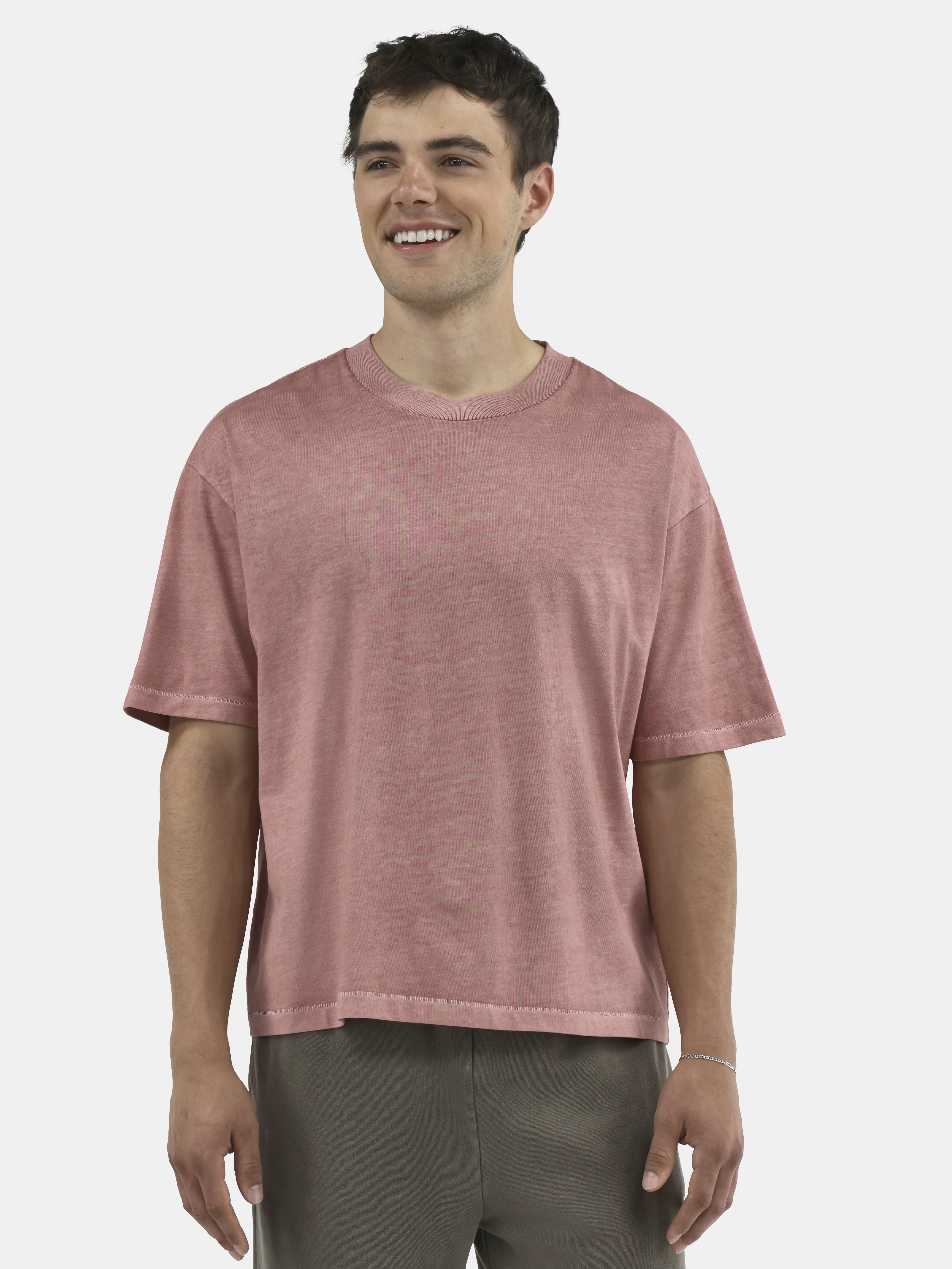 No Boundaries Cotton Oversized Cropped Tee with Short Sleeves, 2-Pack, Men's and Big Men's XS-5XL