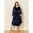 thumbnail image 4 of LapaPlus Women Plus Size Dresses Mesh Sleeve Party Evening Velvet Dress, Sizes XL-6XL, 4 of 6